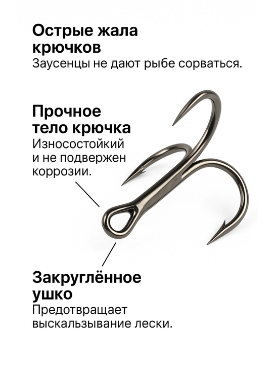 Крючки для рыбалки тройники 10 штук 
