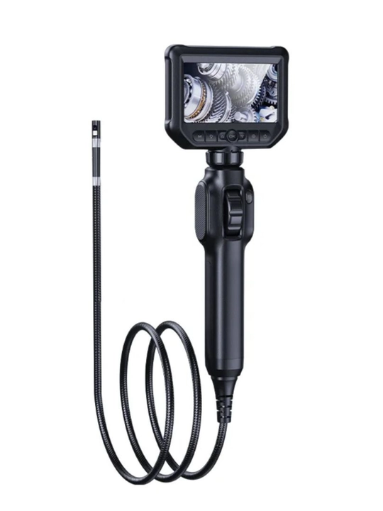 S43 ikki tomonlama 360° boshqaruvli endoskop — 8.5 mm, 1 m, 4.3" IPS ekranli   kamerasi