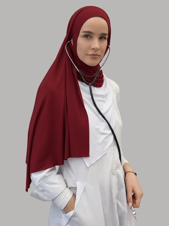 Zamonaviy uslubda hijobli tibbiyot xodimlari uchun sharf va bonidan iborat 2 qismli ro'mol