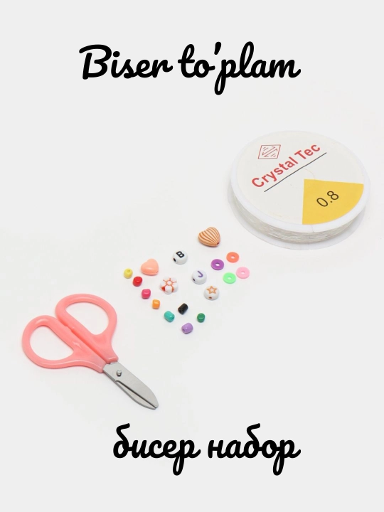 Qizlar ijodi uchun biser, munchoqlar, bilaguzuklar va breloklar to'qish uchun to'plam
