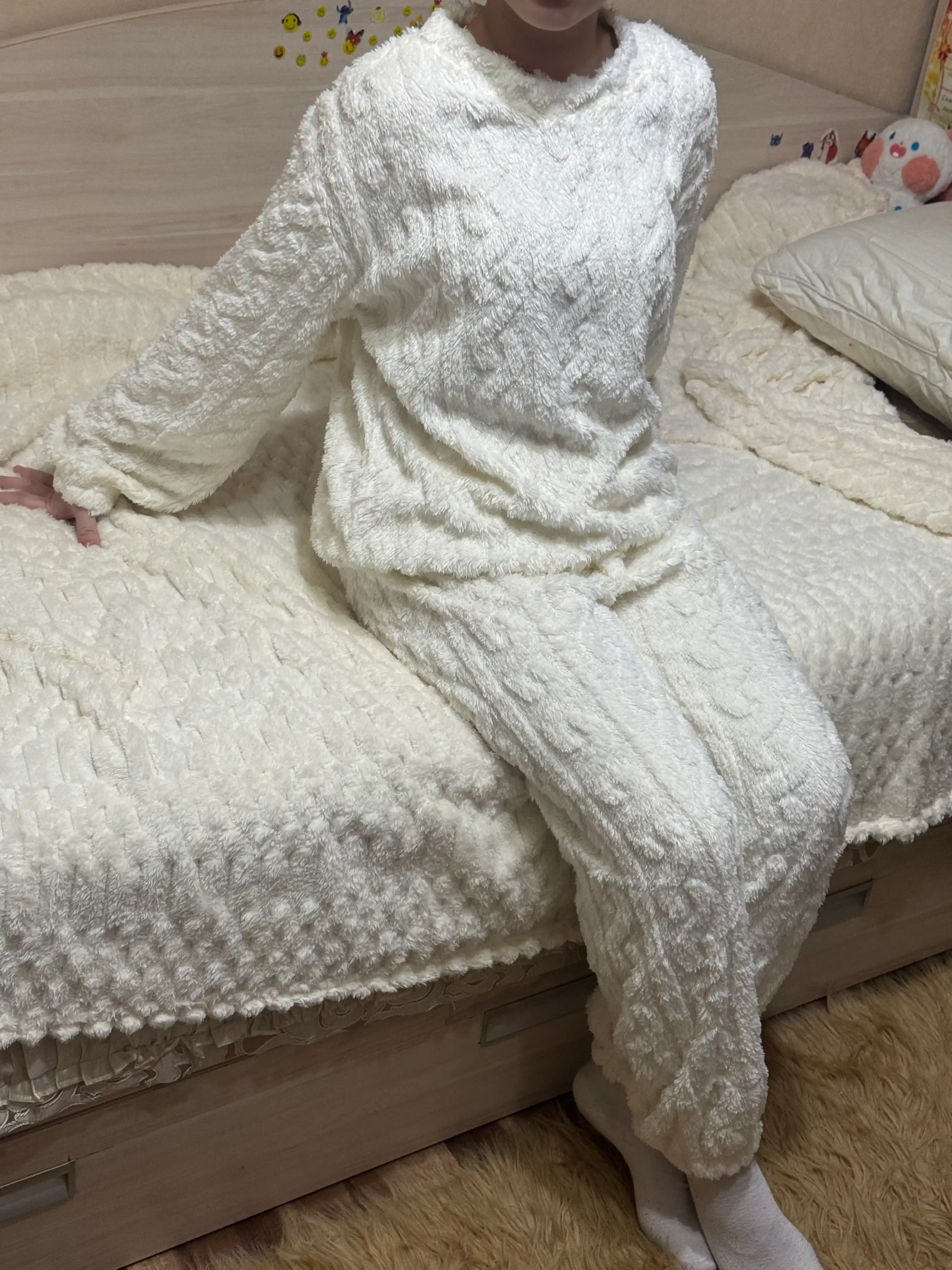 Пижама со штанами, мягкая, плюшевая, oversize, 6 цветов