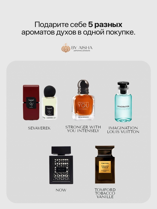 Набор мужских духов, Now, Imagination, Moskow 2, Tobacco Vanille, Stronger with You, 5в1