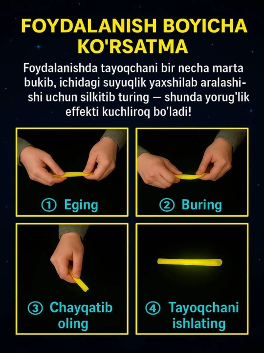 Neonli yaltiroq tayoqchalar