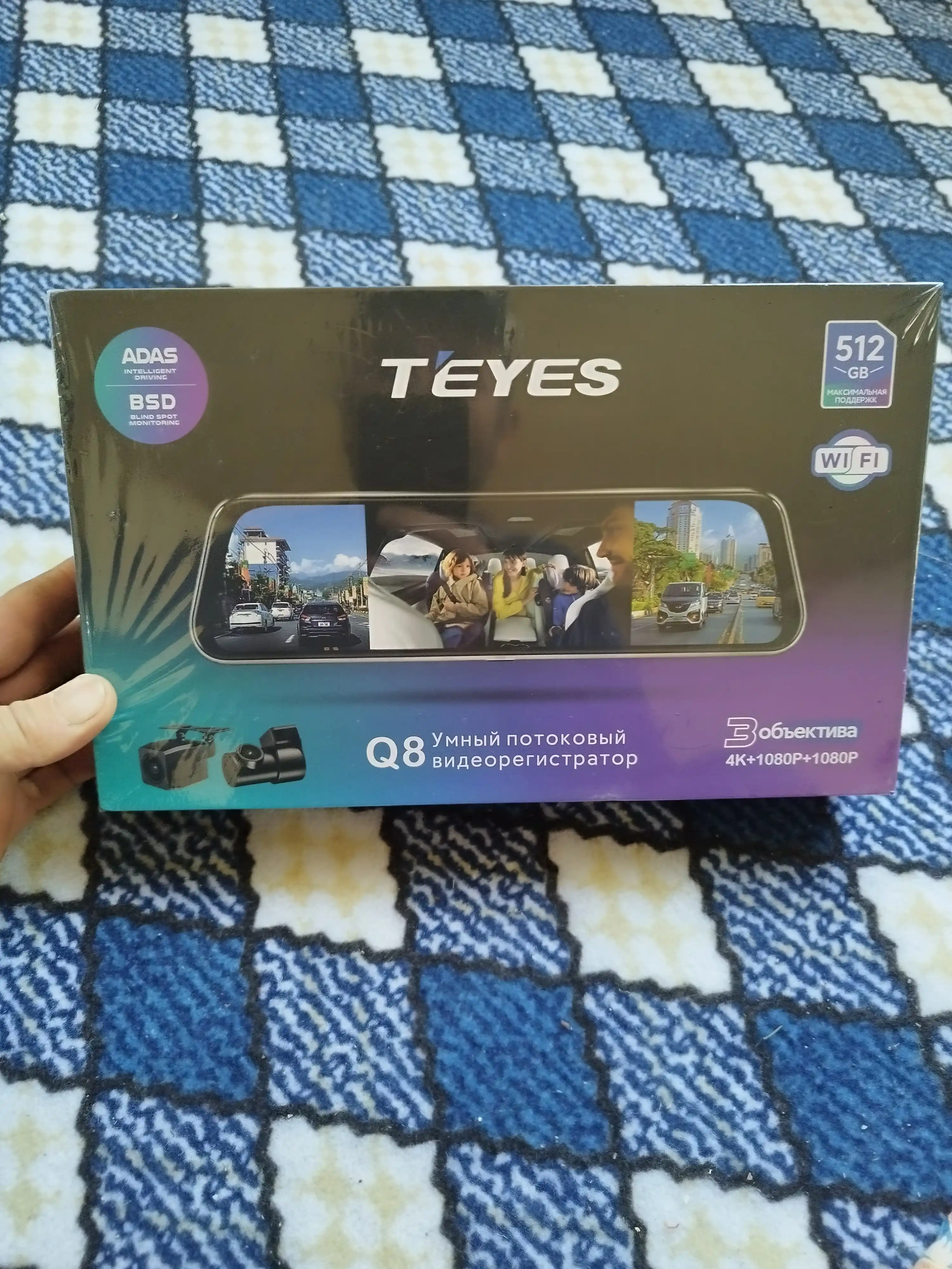Видеорегистратор для автомобиля TEYES Q8 PRO, с 3 камерами, Wi-Fi, зеркало заднего вида