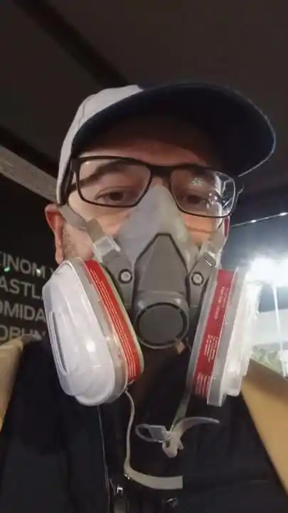 Raspirator yarim yuzli  niqob, 2 filtrli, chang, bo‘yoq bug‘i va hidlardan himoya