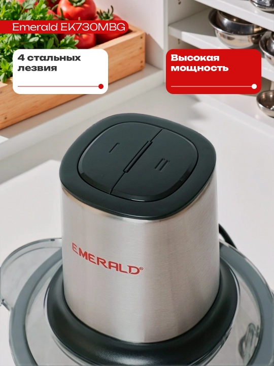 Чоппер - измельчитель электрический, блендер кухонный, миксер, 2 л, 500 Вт EMERALD EK741SG
