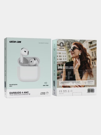 Simsiz quloqchinlar, Green Lion True Wireless Earbuds 4 ANC, shovqinni kamaytirish bilan - 