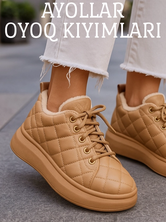 Krossovkalar qishki ayollar mo'ynali platformali 1 o'lcham kichik 36-40