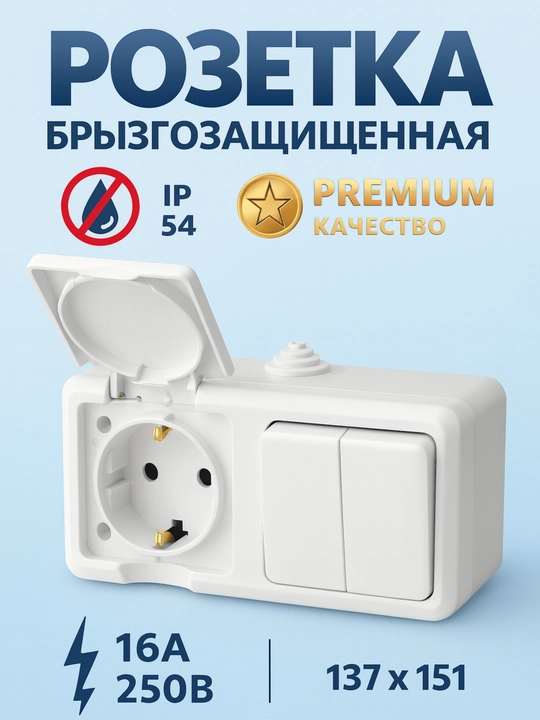 IP54 o‘chirgichli tashqi rozetka