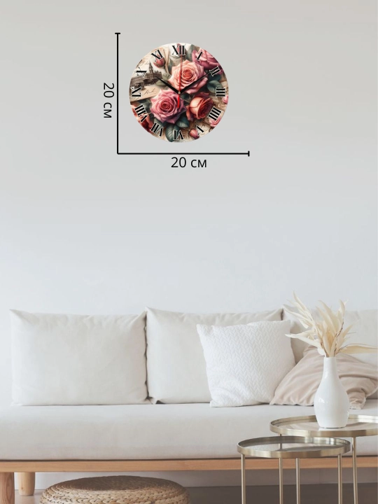Devor soati, dumaloq, vintaj uslubida, diametri 20 sm, shisha, sovg'a soati
