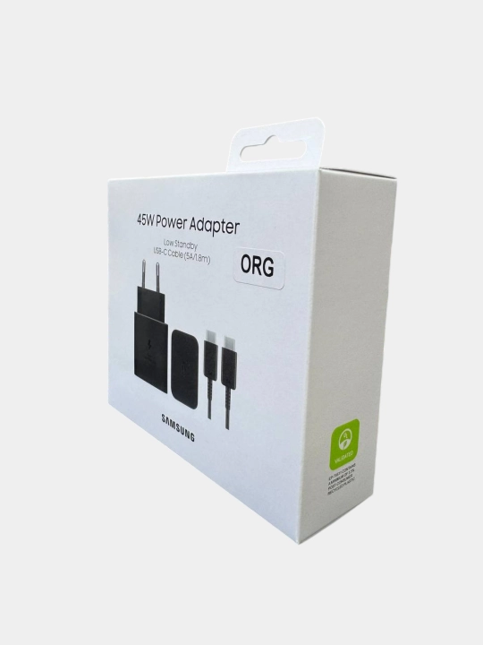 Samsung 45W ORG Type-C zaryad qurilmasi (Juda tez zaryadka 2.0, USB-C kabel 5A / 1.8m)