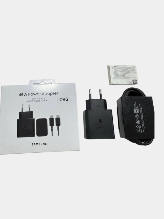 Samsung 45W ORG Type-C zaryad qurilmasi (Juda tez zaryadka 2.0, USB-C kabel 5A / 1.8m)