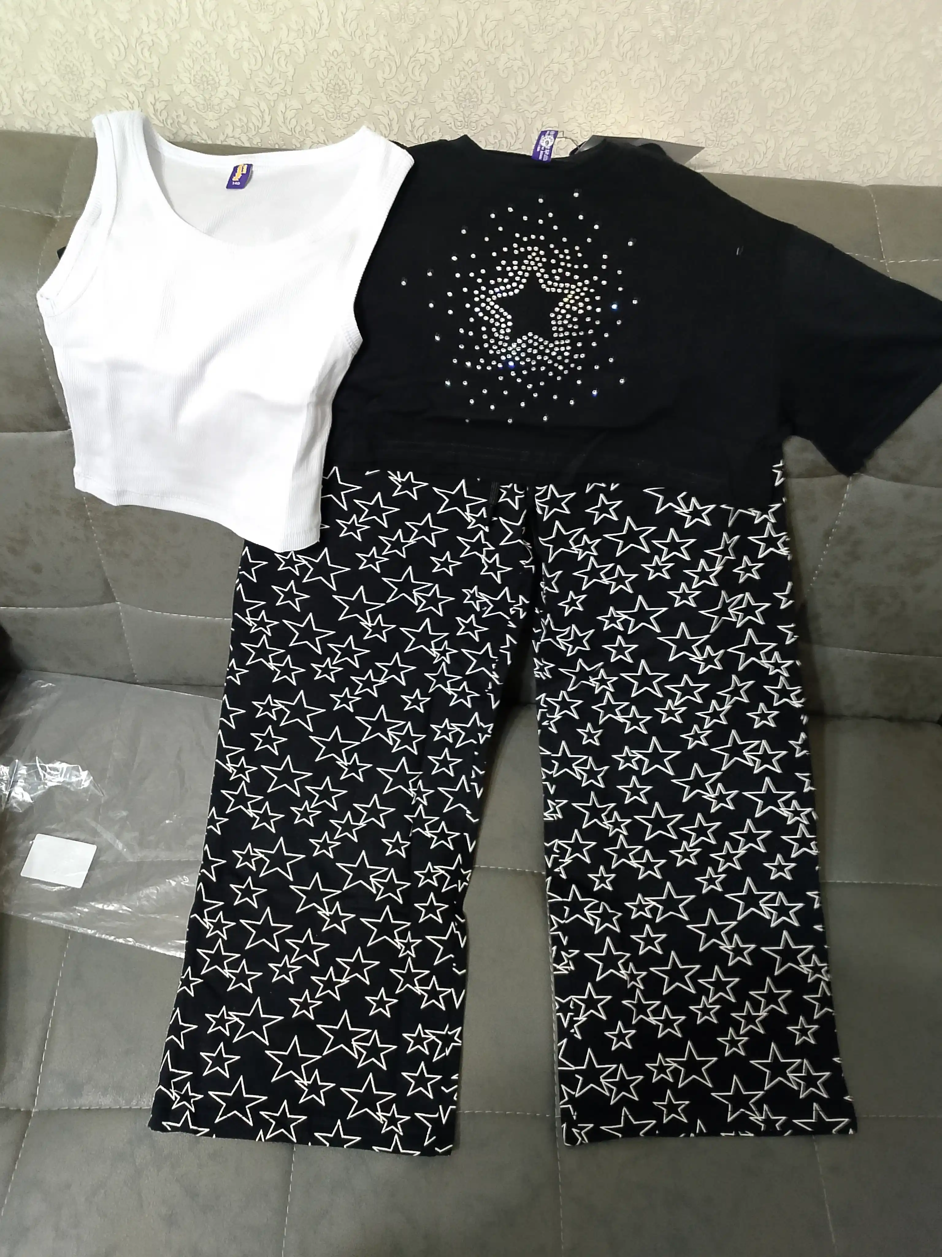 Qiz bolalar uchun troyka komplekt - futbolka + mayka top + shim