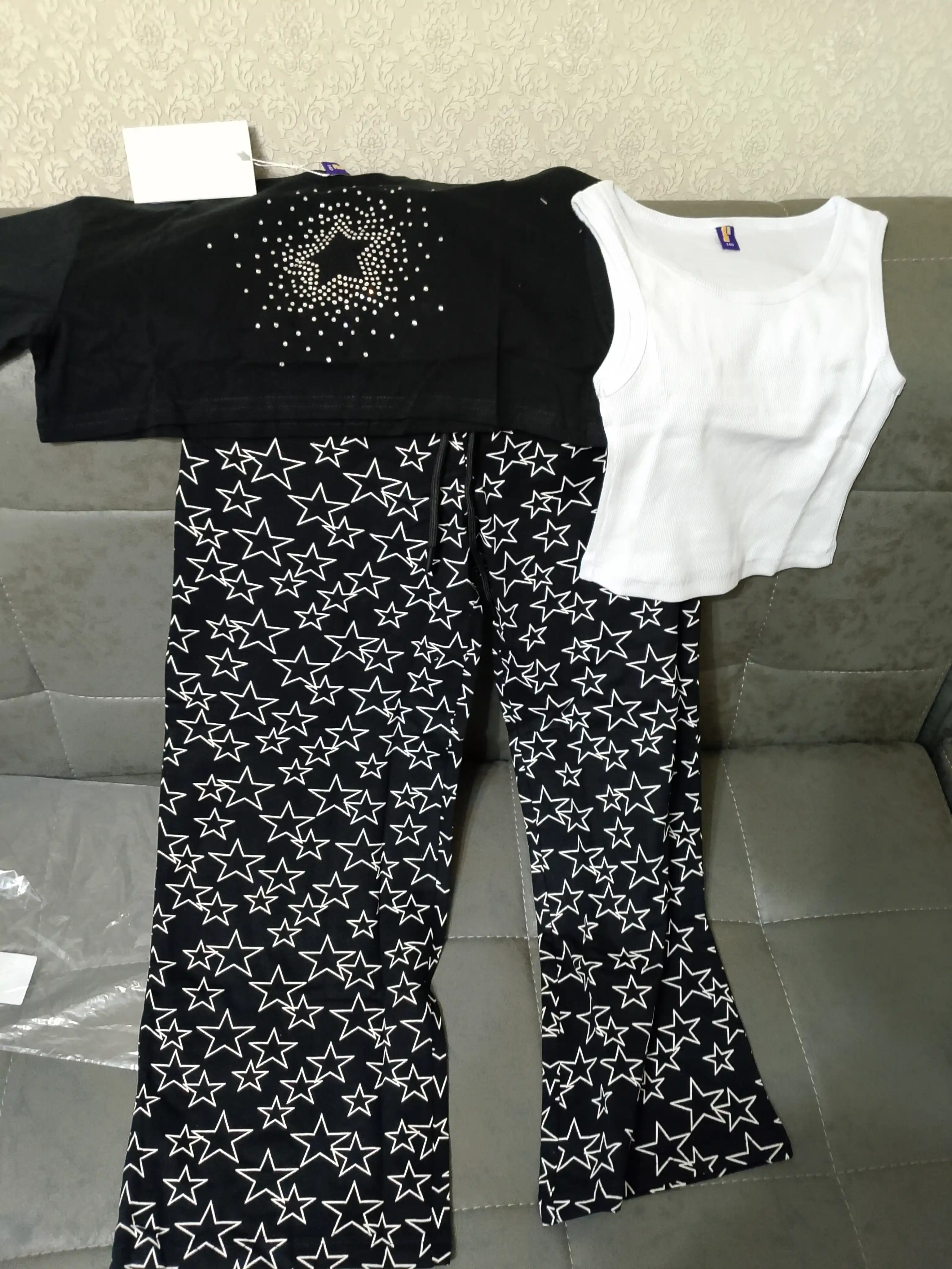 Qiz bolalar uchun troyka komplekt - futbolka + mayka top + shim