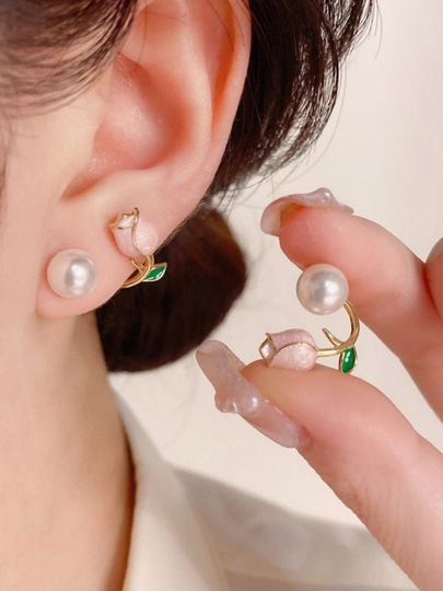 Серьги женские, жемчуг, гвоздики — SMARTIZ-ЖЕМЧУГСЕРЬГИ1500-ВИШН