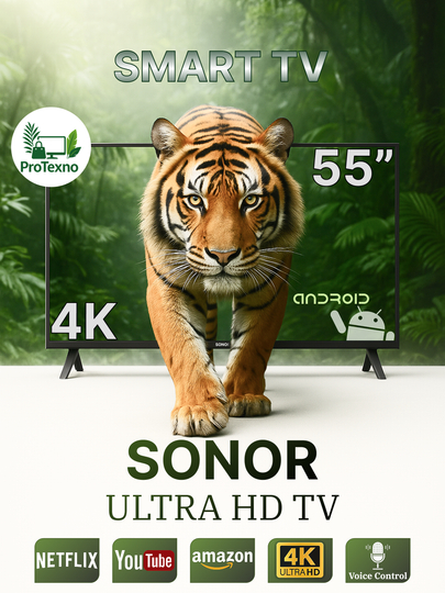 Телевизор Sonor Smart TV 32, 43 и 55 дюймов, с поддержкой Smart TV и голосовым поиском