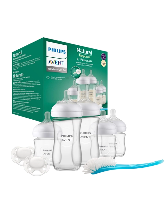 Philips Avent Natural Response — большой стеклянный набор (5 бутылочек + 2 пустышки+щётка) 