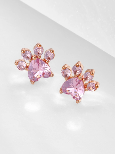 Серьги женские - кошка, лапка, дельфин, сережки гвоздики с животными, бижутерия Amadora