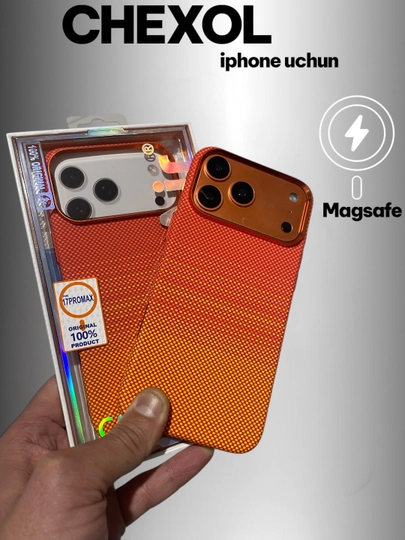 Karbon g'ilof iPhone, 13, 14, 15, 16, Pro, Pro Max uchun, qattiq