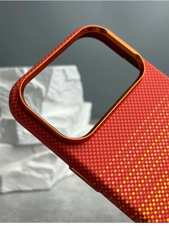 Karbon g'ilof iPhone, 13, 14, 15, 16, Pro, Pro Max uchun, qattiq