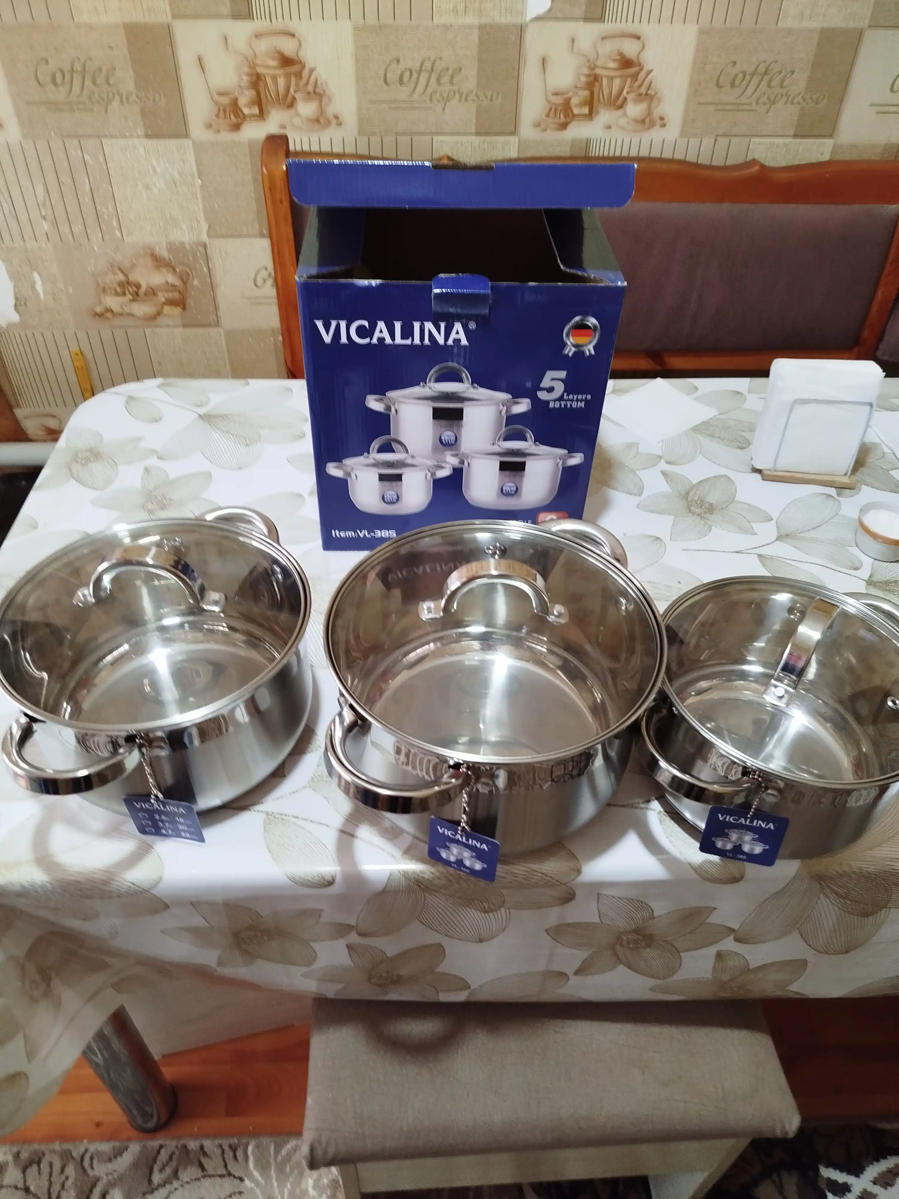 Набор кухонной посуды VICALINA, кастрюли 3 шт, для всех видов плит