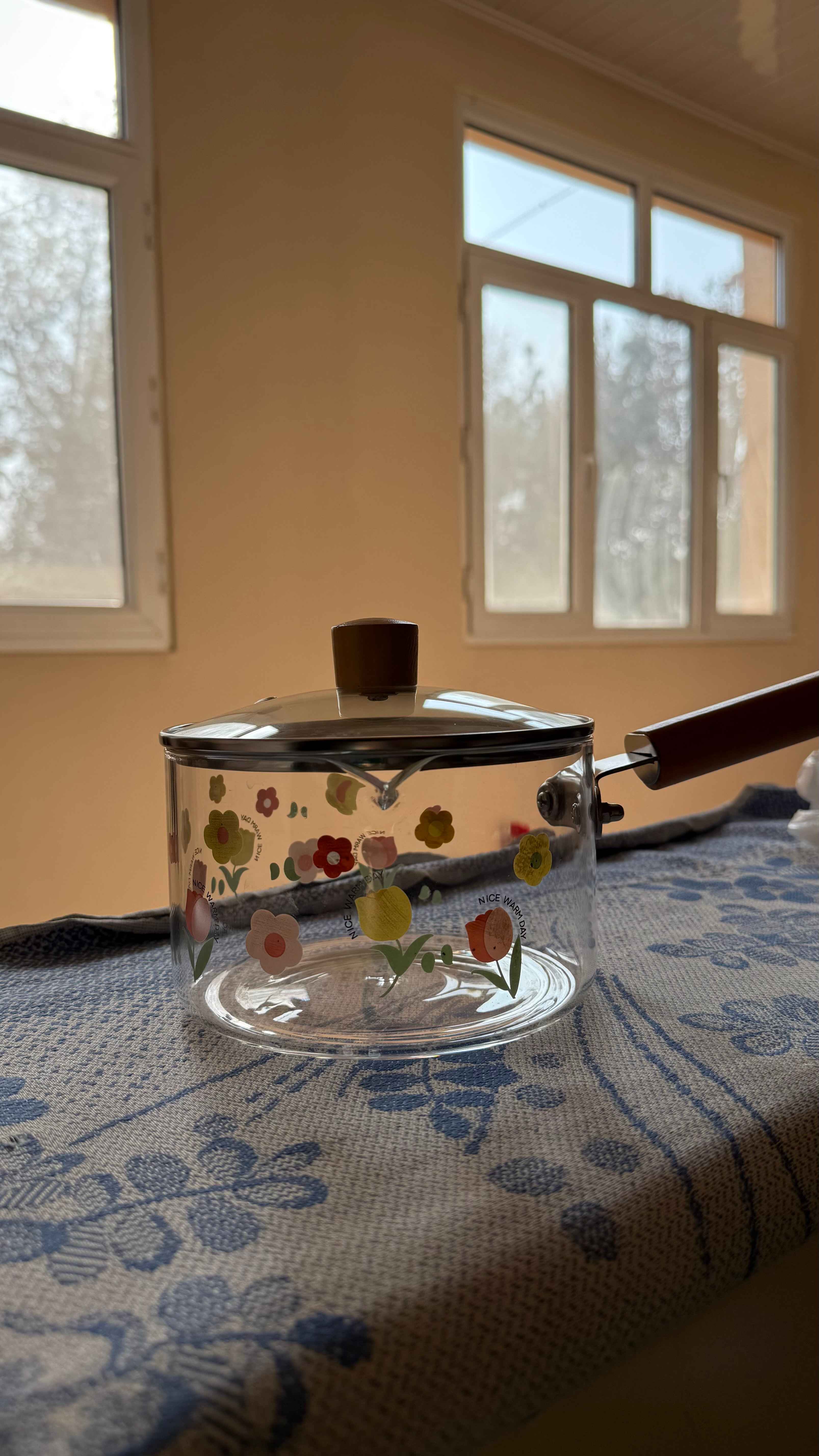 Стеклянная кастрюля с крышкой,1.5 л и ковшик, 1.8 л для плиты огнеупорная