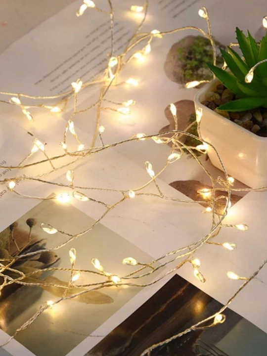 Гирлянда «Роса»/«Fairy Lights» тёплый свет, медный провод, декоративная LED-подсветка