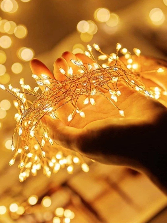 Гирлянда «Роса»/«Fairy Lights» тёплый свет, медный провод, декоративная LED-подсветка - 