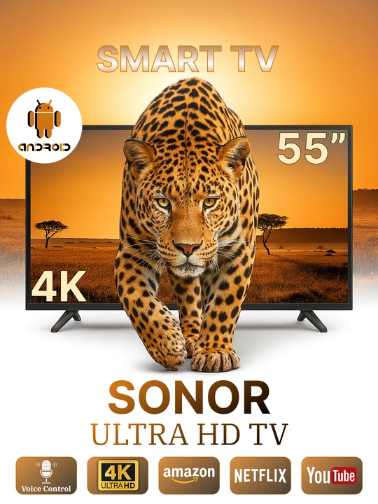 Televizor Sonor Smart TV 32"HD / 43"FHD / 55"4K Smart TV, ovozli qidiruv