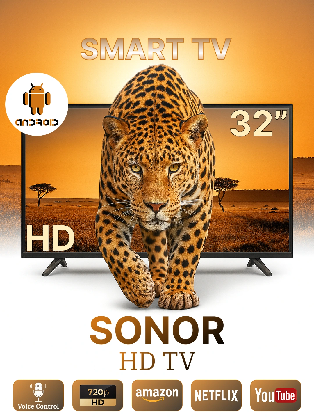 Телевизор Sonor Smart TV 32"HD / 43"FHD / 55"4K Smart TV, голосовой поиск за 1499000 сум по лучшей цене. Uzum Market