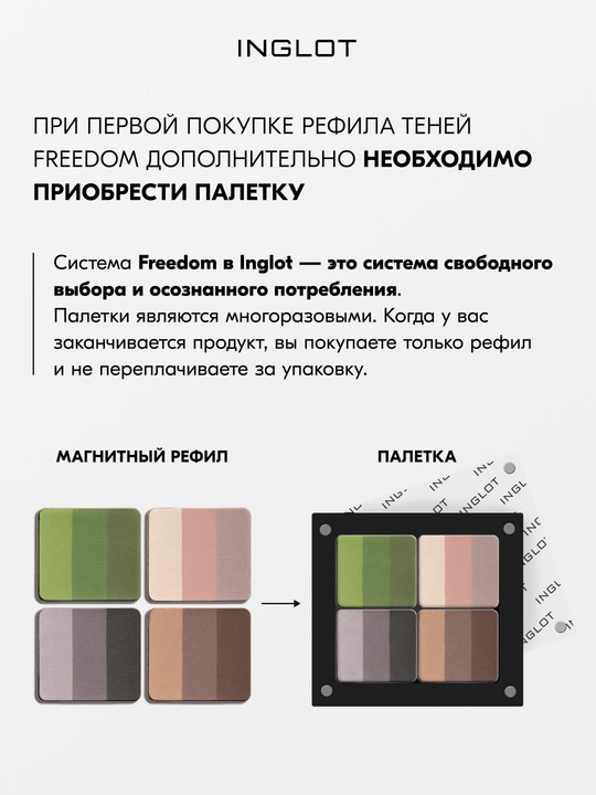 Тени для век 3 в 1 INGLOT Freedom System Eye Shadow Rainbow Matte, рефил