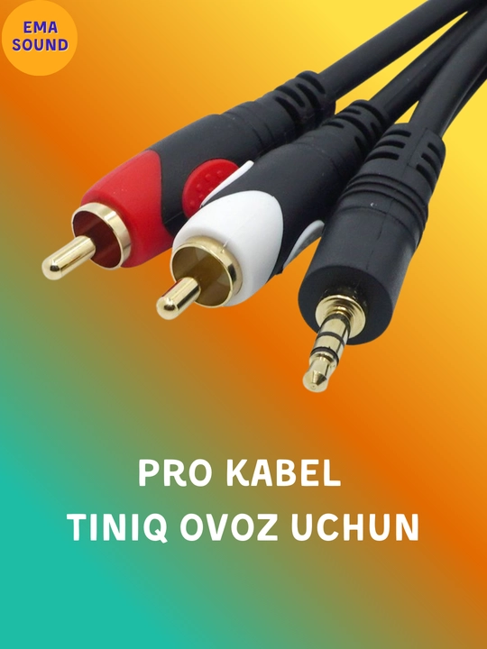 3.5mm jack to RCA 1.8 m, 5 m uzunlikda