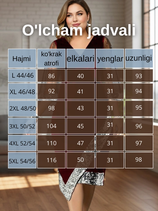 Kechki libos, katta o'lchamlar