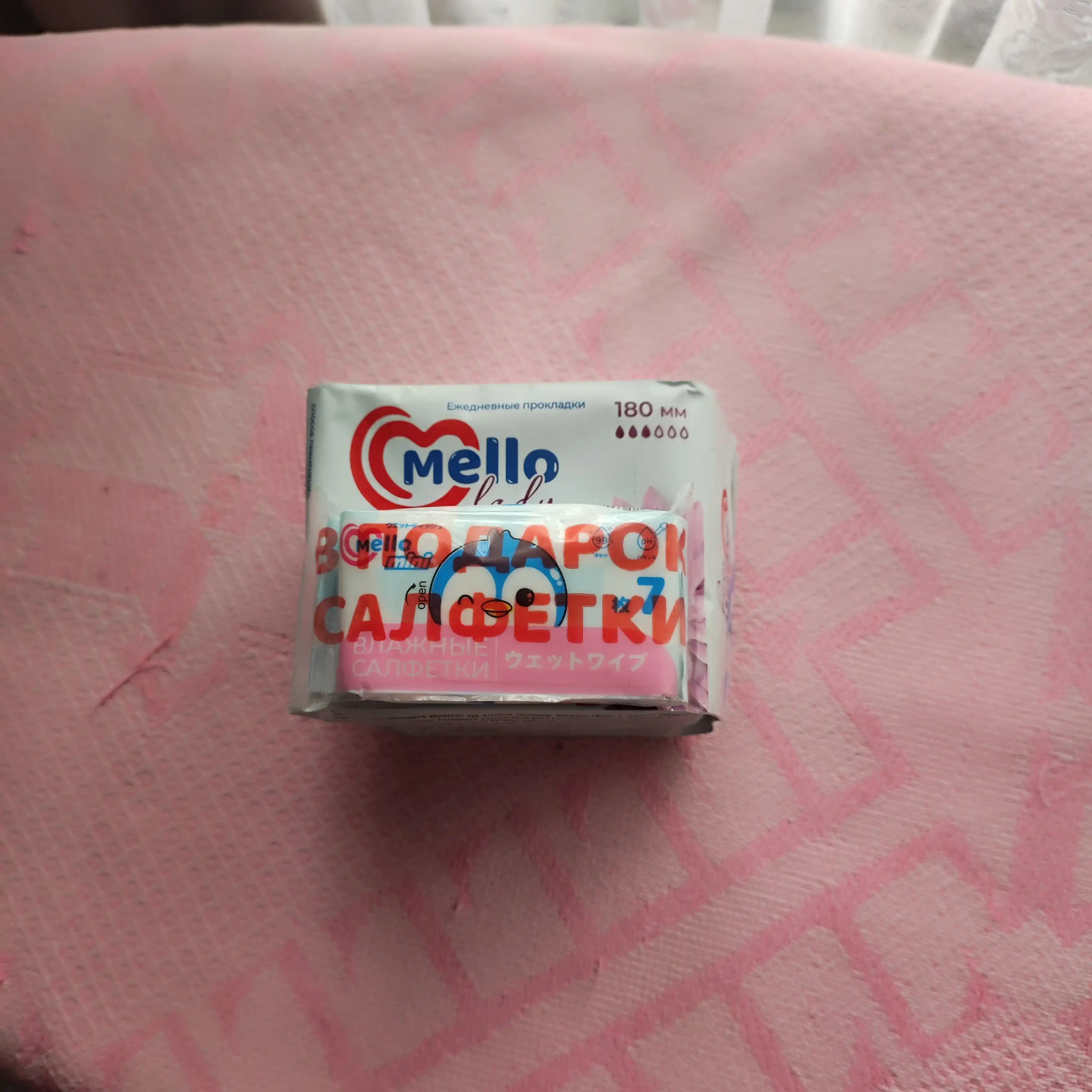 Mello lady 18 ayollar gigiyena qistirmalari. o‘lchami 180mm + Mello nam salfetkalari 1dona