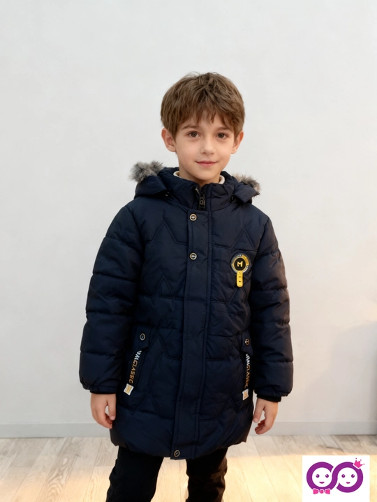 6-10 yoshli o‘g‘il bolalar uchun yechiladigan mo‘yna yoqali qishki kurtka