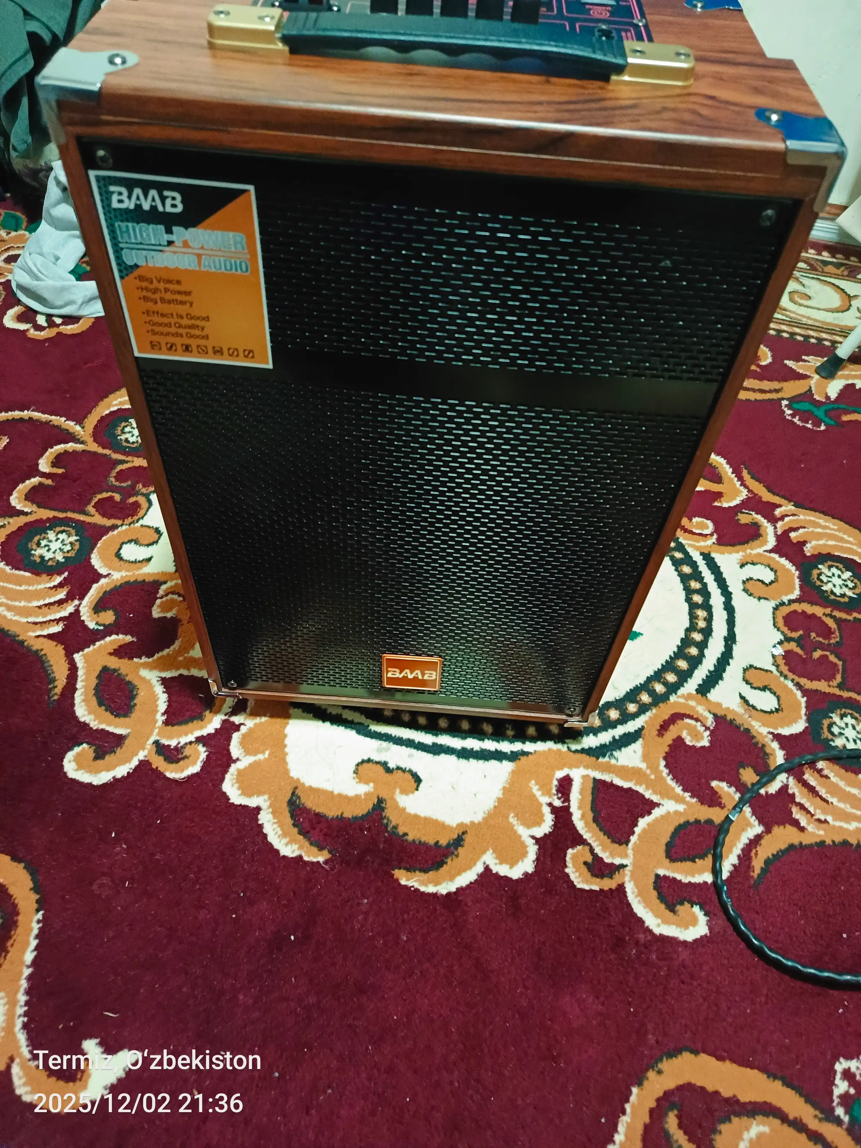 Караоке колонка B-Q12, 50 Вт, Bluetooth, с микрофоном, на колёсиках