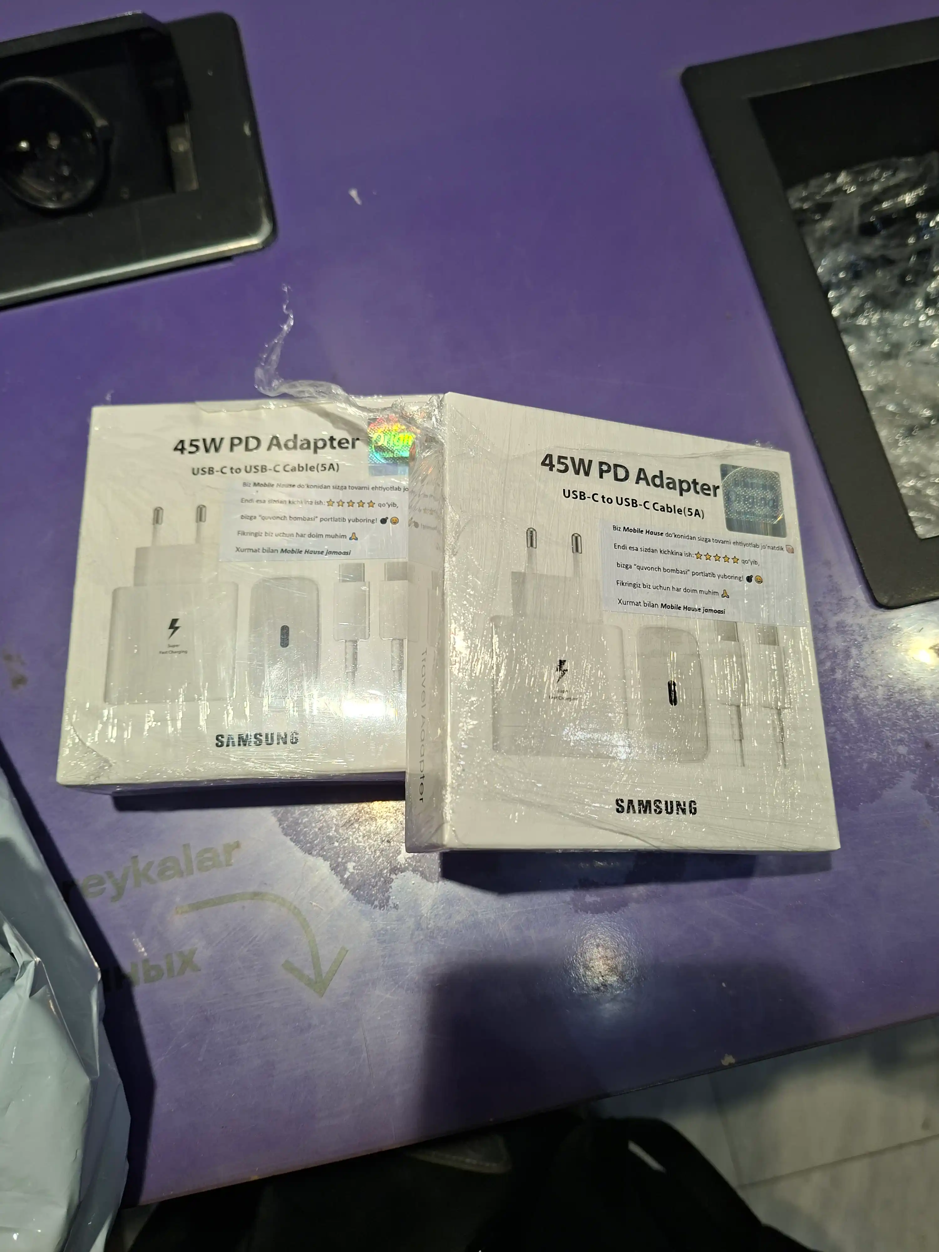 Zaryadnik Samsung Super Fast Charging 45W Type-C adapter kabeli bilan, 1 yil kafolat bor