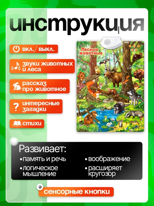 Интерактивный говорящий алфавит для детей, обучающий плакат