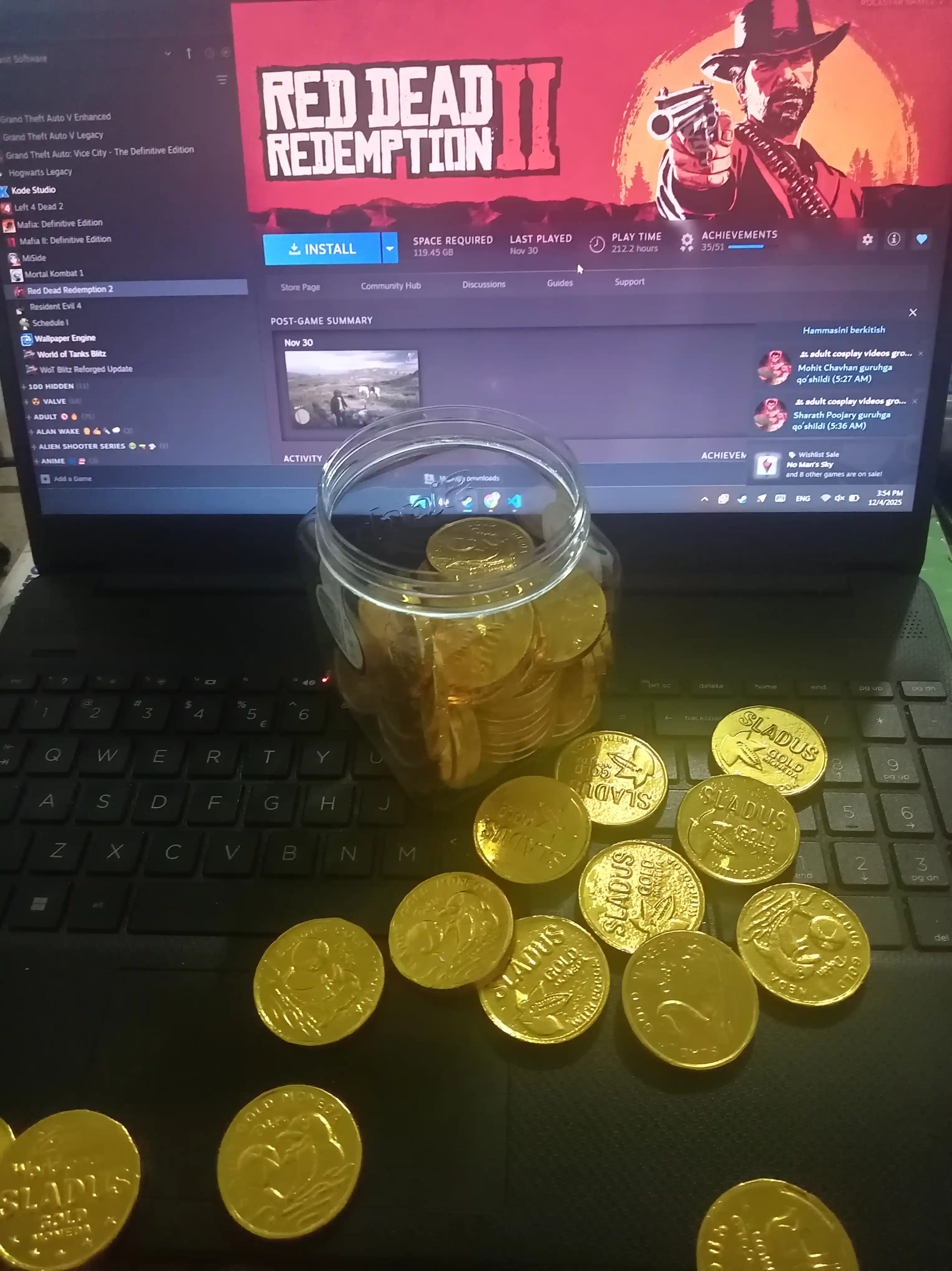 Tangalar shaklidagi sutli shokolad, Sladus Gold Moneda, 300 gr