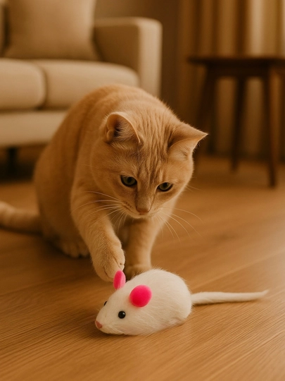 Игрушка для кошек, мышь из натурального меха, 1 шт