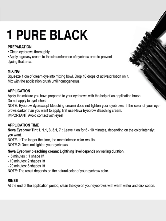 Qosh va kirpiklar uchun bo'yoq NEVA color, "QORA" №1 - ton 30ML