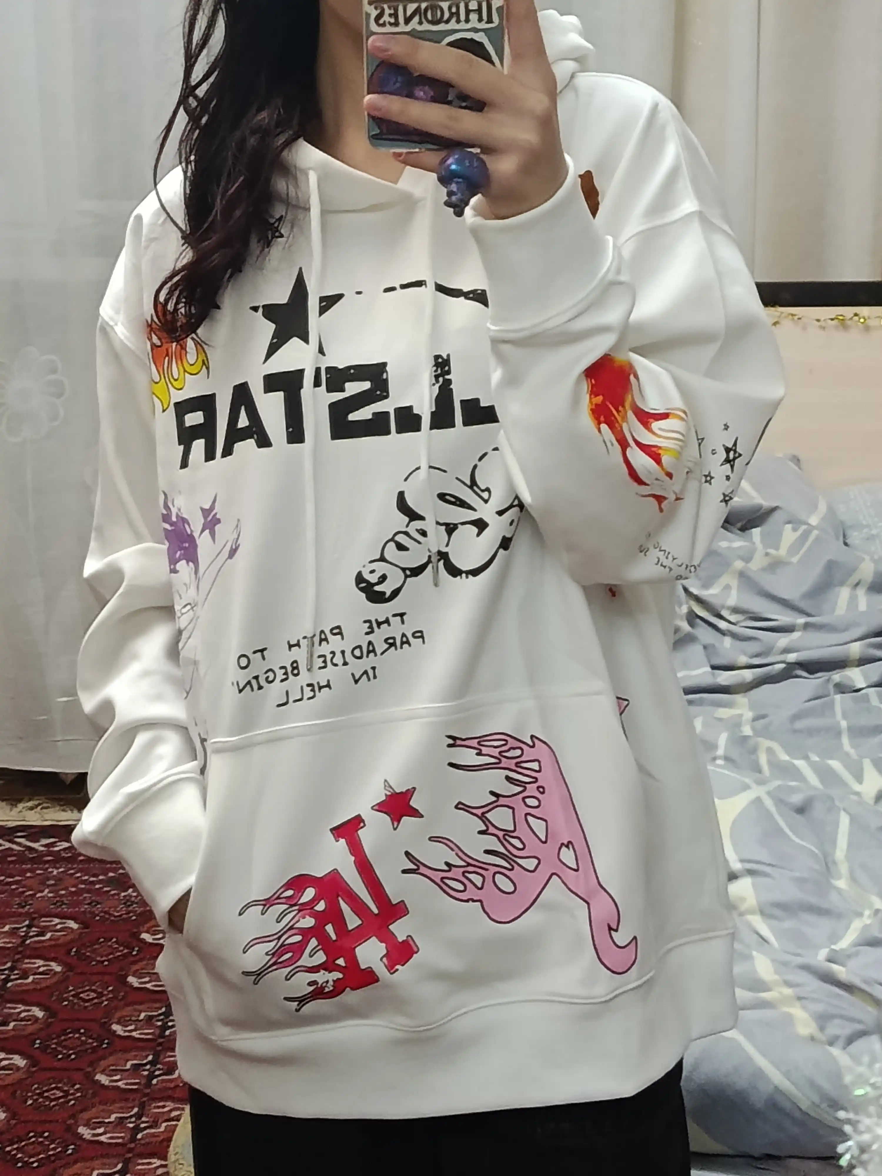 Худи оверсайз унисекс с принтом Hellstar, streetwear, Y2K
