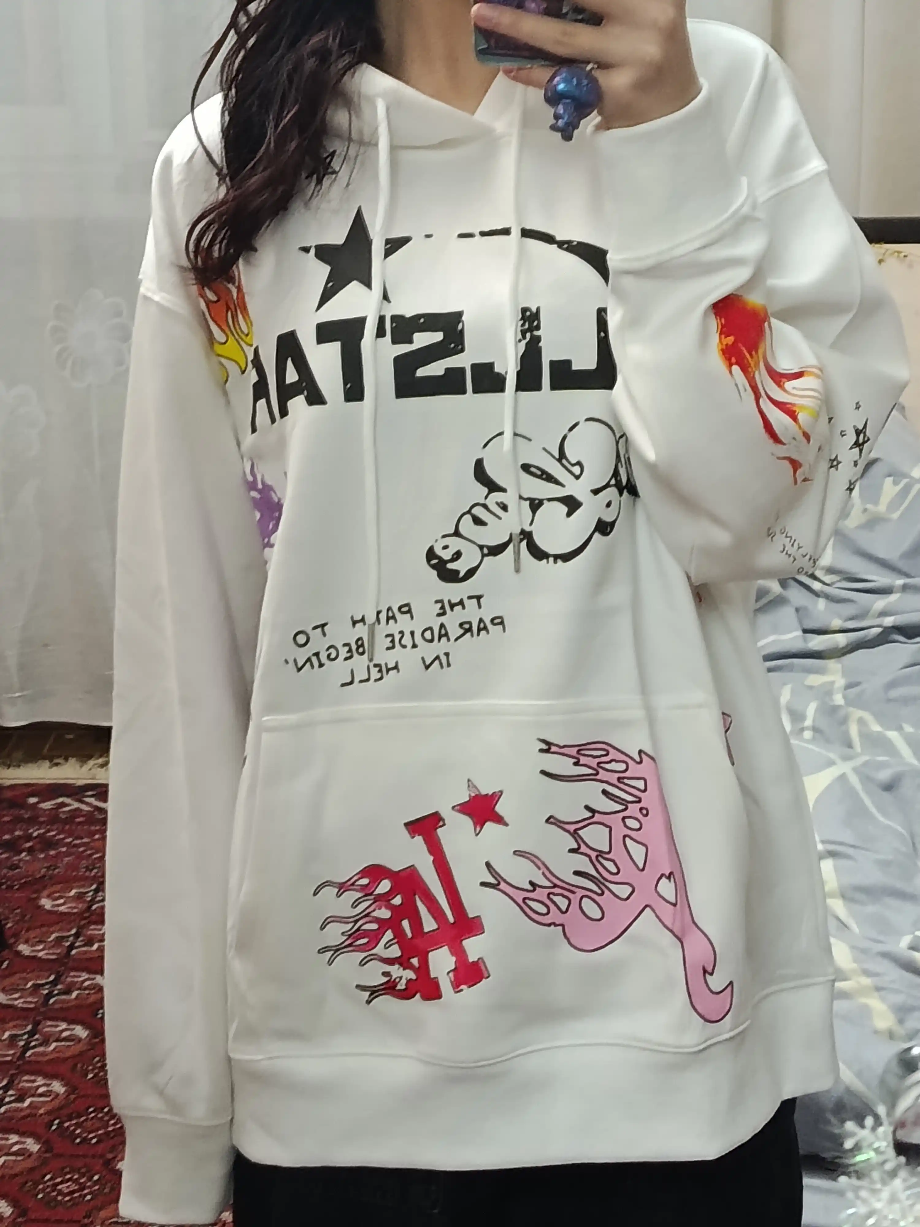 Худи оверсайз унисекс с принтом Hellstar, streetwear, Y2K