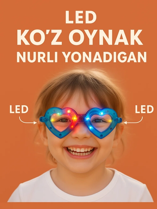 LED yoritgichli bayramona ko‘zoynak, 3 xil rejimda yonadi