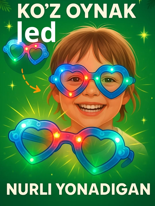 LED yoritgichli bayramona ko‘zoynak, 3 xil rejimda yonadi