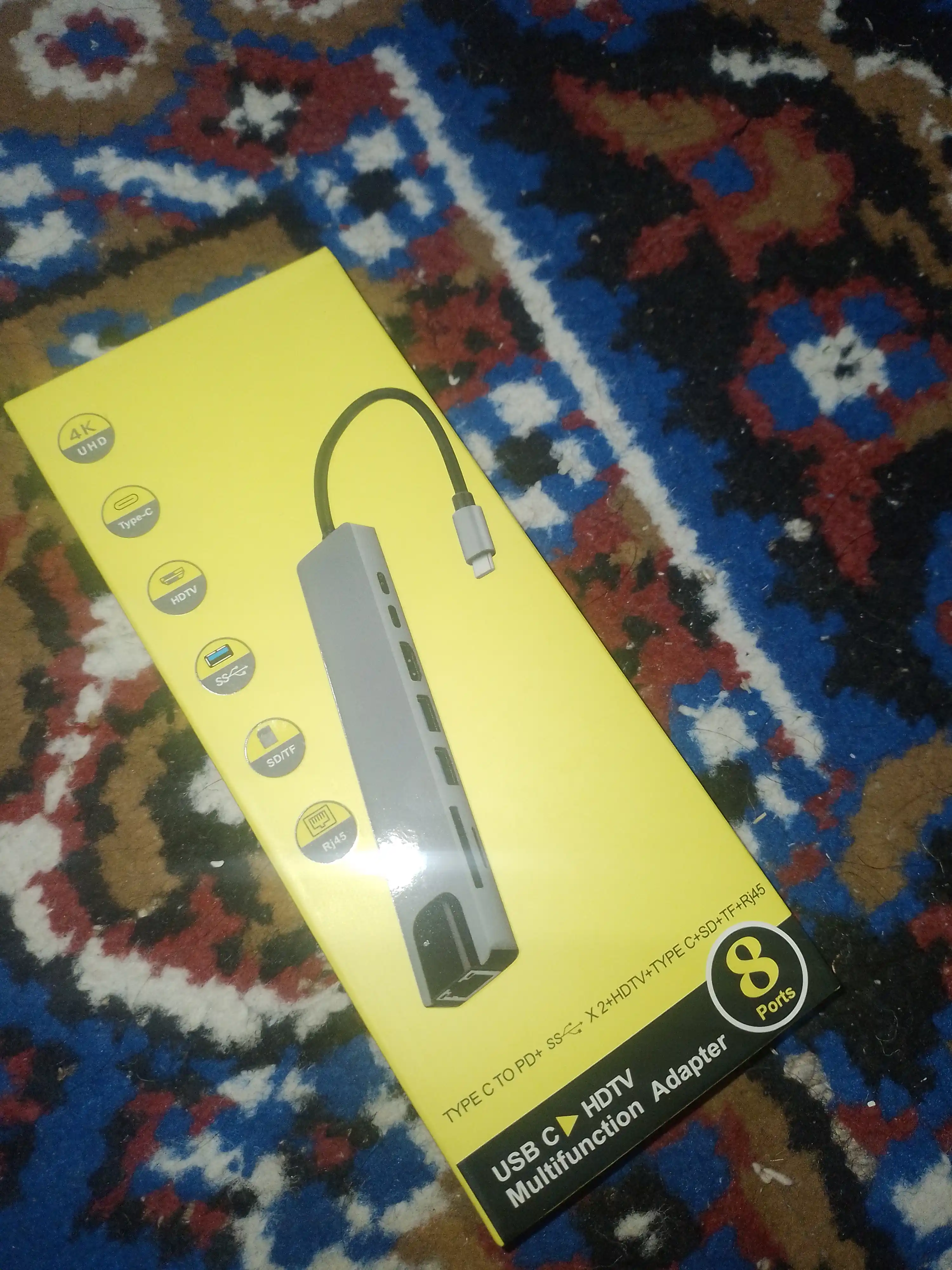 Type-C hab 8 tasi 1 da, Macbook uchun adapter, HDMI, USB, Type-C, MicroSD