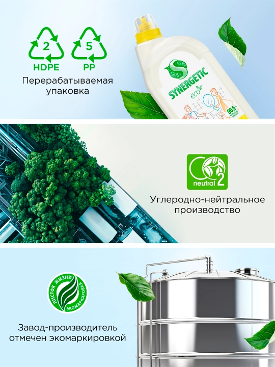 Гель для сантехники SYNERGETIC Лимон и бергамот "Кристальная чистота", 1,5 л