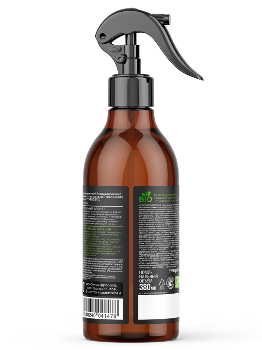 SYNERGETIC "Oq choy va bergamot" (Tamakiga qarshi) havo tozalagichi, 380 ml
