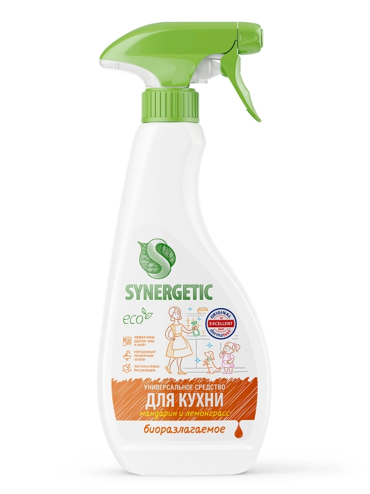 SYNERGETIC универсальное средство для КУХНИ с ароматом мандарина и лемонграсса, 0,5л