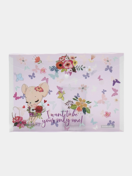 ErichKrause® Cute Animals, A4, 54909 Plastik tugmali konvert-papkalar